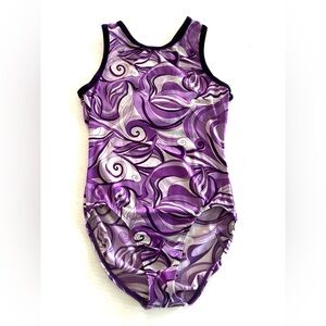 GK Elite Gymnastics‎ Leotard Dance Performance Purple Velour Straps Size Adult M
